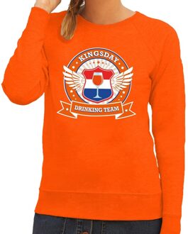 Bellatio Decorations Kingsday drinking team sweater / sweater oranje dames - Koningsdag kleding 2XL