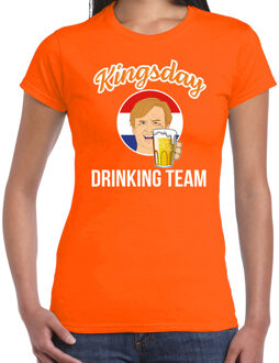 Bellatio Decorations Kingsday drinking team t-shirt oranje voor dames - Koningsdag shirts 2XL - Feestshirts