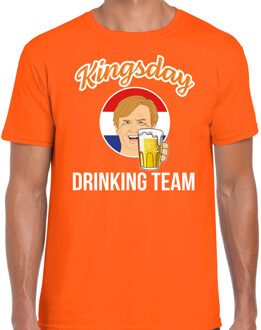 Bellatio Decorations Kingsday drinking team t-shirt oranje voor heren - Koningsdag shirts 2XL - Feestshirts