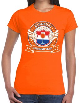 Bellatio Decorations Kingsday drinking team t-shirt / t-shirt oranje dames - Koningsdag kleding 2XL