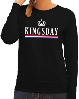 Bellatio Decorations Kingsday en vlag sweater zwart - zwarte koningsdag trui dames - Koningsdag kleding 2XL