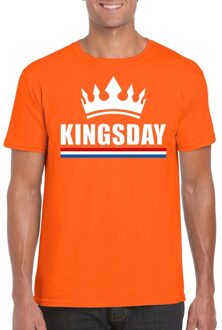 Bellatio Decorations Kingsday met kroon shirt oranje heren 2XL - Feestshirts