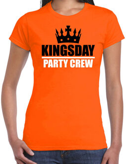 Bellatio Decorations Kingsday party crew t-shirt oranje voor dames - Koningsdag shirts 2XL - Feestshirts