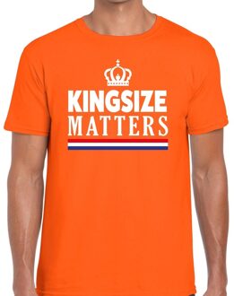 Bellatio Decorations Kingsize matters t-shirt oranje voor heren 2XL - Feestshirts