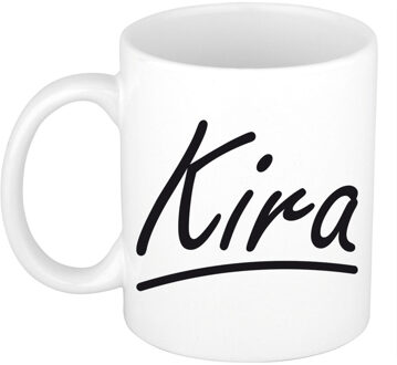 Bellatio Decorations Kira voornaam kado beker / mok sierlijke letters - gepersonaliseerde mok met naam - Naam mokken Multikleur