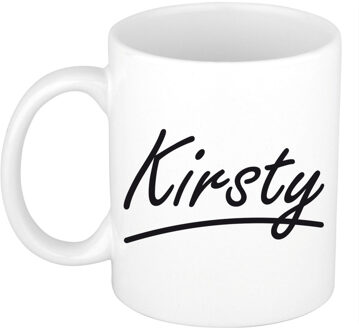 Bellatio Decorations Kirsty voornaam kado beker / mok sierlijke letters - gepersonaliseerde mok met naam - Naam mokken Multikleur