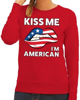 Bellatio Decorations Kiss me I am American sweater rood dames 2XL