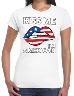 Bellatio Decorations Kiss me I am American t-shirt wit dames 2XL