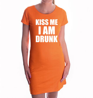Bellatio Decorations Kiss me I am drunk Koningsdag jurkje oranje voor dames