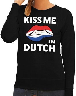 Bellatio Decorations Kiss me I am Dutch sweater zwart dames 2XL