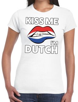 Bellatio Decorations Kiss me I am Dutch t-shirt wit dames XS