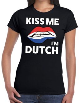 Bellatio Decorations Kiss me i am Dutch t-shirt zwart dames