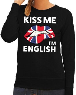 Bellatio Decorations Kiss me I am English sweater zwart dames XS