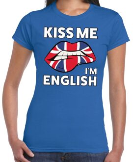 Bellatio Decorations Kiss me I am English t-shirt blauw dames 2XL