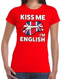 Bellatio Decorations Kiss me I am English t-shirt rood dames