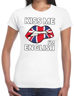 Bellatio Decorations Kiss me I am English t-shirt wit dames XS