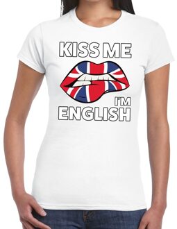 Bellatio Decorations Kiss me I am English t-shirt wit dames
