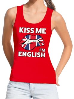 Bellatio Decorations Kiss me I am English tanktop / mouwloos shirt rood dames