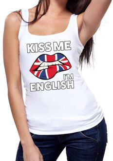 Bellatio Decorations Kiss me I am English tanktop / mouwloos shirt wit dames