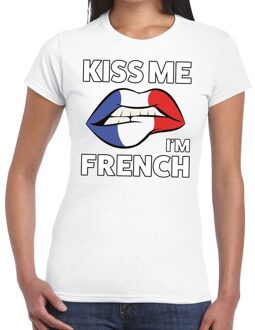 Bellatio Decorations Kiss me I am French t-shirt wit dames M