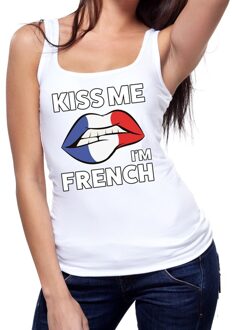 Bellatio Decorations Kiss me I am French tanktop / mouwloos shirt wit dames M