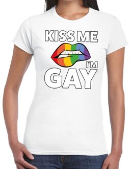 Bellatio Decorations Kiss me I am gay t-shirt wit dames 2XL