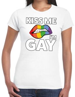 Bellatio Decorations Kiss me I am gay t-shirt wit dames M