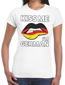 Bellatio Decorations Kiss me I am German t-shirt wit dames XS