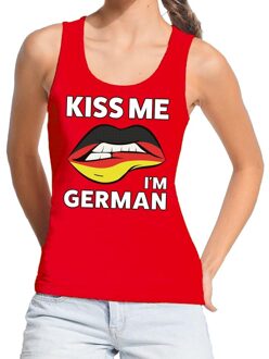 Bellatio Decorations Kiss me I am German tanktop / mouwloos shirt rood dames L