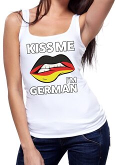 Bellatio Decorations Kiss me I am German tanktop / mouwloos shirt wit dames L