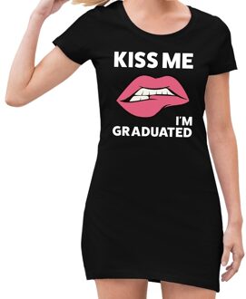 Bellatio Decorations Kiss me i am graduated zwarte jurk voor dames L (42) - Feestjurkjes