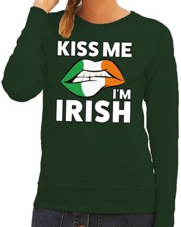 Bellatio Decorations Kiss me I am Irish sweater groen dames 2XL