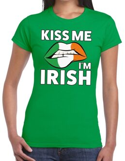 Bellatio Decorations Kiss me i am Irish t-shirt groen dames 2XL