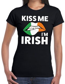 Bellatio Decorations Kiss me i am Irish t-shirt zwart dames XS