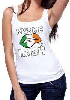 Bellatio Decorations Kiss me I am Irish tanktop / mouwloos shirt wit dames M
