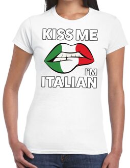 Bellatio Decorations Kiss me I am Italian t-shirt wit dames XS