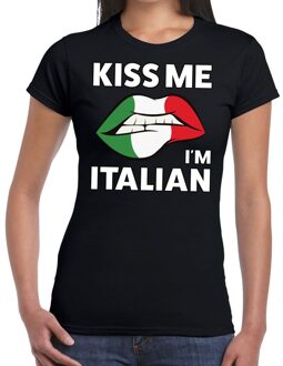 Bellatio Decorations Kiss me i am Italian t-shirt zwart dames M