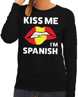 Bellatio Decorations Kiss me I am Spanish sweater zwart dames 2XL