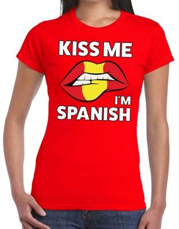 Bellatio Decorations Kiss me I am Spanish t-shirt rood dames Wit