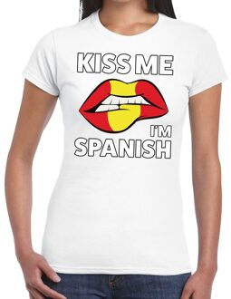 Bellatio Decorations Kiss me I am Spanish t-shirt wit dames XS