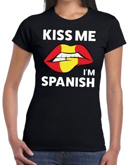 Bellatio Decorations Kiss me i am Spanish t-shirt zwart dames XS