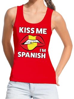 Bellatio Decorations Kiss me I am Spanish tanktop / mouwloos shirt rood dames