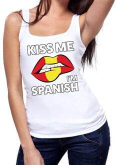 Bellatio Decorations Kiss me I am Spanish tanktop / mouwloos shirt wit dames S