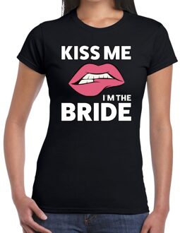 Bellatio Decorations Kiss me i am the bride t-shirt zwart dames XS