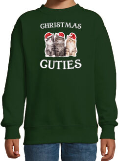 Bellatio Decorations Kitten Kerst sweater / outfit Christmas cuties groen voor kinderen