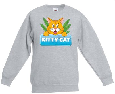 Bellatio Decorations Kitty Cat sweater grijs voor kinderen - unisex - katten / poezen trui 12-13 jaar (152/164)