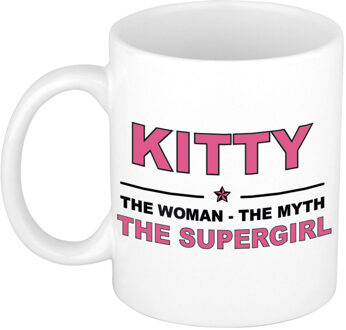 Bellatio Decorations Kitty The woman, The myth the supergirl pensioen cadeau mok/beker 300 ml