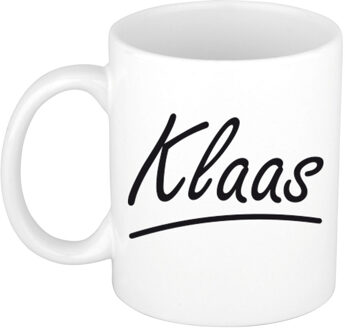 Bellatio Decorations Klaas Naam koffiemok - beker - met sierlijke letters - wit - 300 ml - Cadeau - Heren