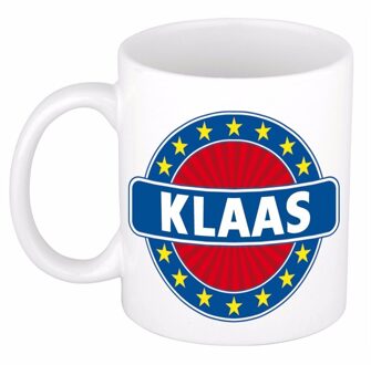 Bellatio Decorations Klaas voornaam koffiemok - beker - wit/blauw - 300 ml - Cadeau - Heren - Collega - Vaderdag