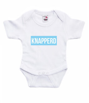 Bellatio Decorations Knapperd cadeau baby rompertje blauw/wit jongens 68 (4-6 maanden)